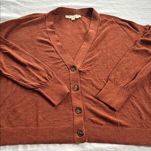LOFT Women's Warm Brown Cardigan Sweater